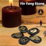 Pagan Wiccan Engraved Stones Set of 5 - Yin Yang, Solar Croass, Spirituality, Tr... - Image 5