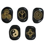 Pagan Wiccan Engraved Stones Set of 5 - Yin Yang, Solar Croass, Spirituality, Tr... - Image 7