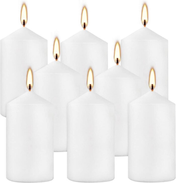 Set of 8 Unscented Pillar Candles 2" x 4"，White Candles for Home Decor,Church,Re... - Image 3
