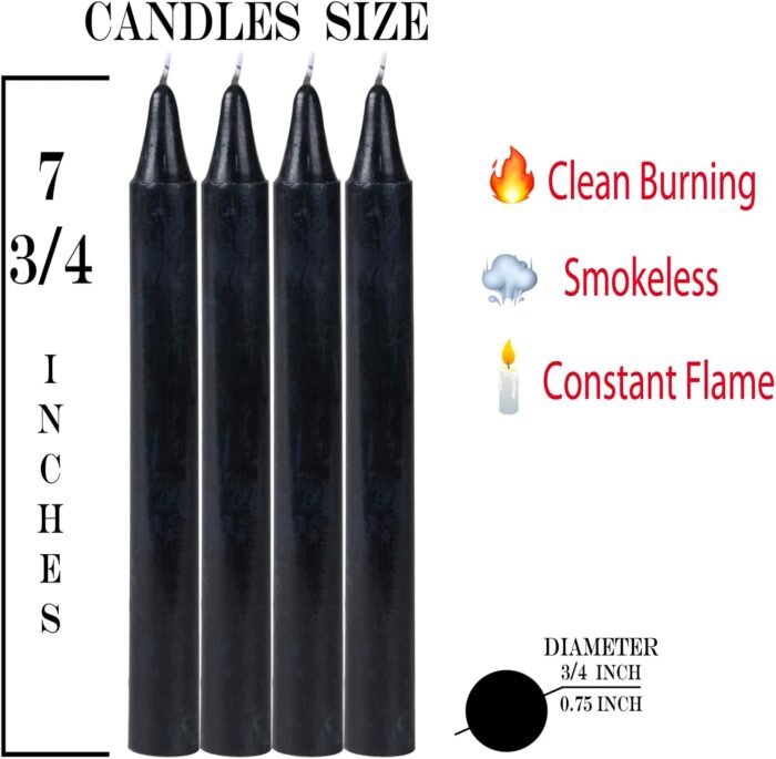 4 pcs Set Taper Candle Candlesticks 7 ¾ (7.75 inch) Tall x 3/4 inch (0.75 inch) ... - Image 3