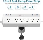 40W Fast Charging Station, Desk Clamp Power Strip, JXGUCAT Removable Desk Clamp ... - Image 3