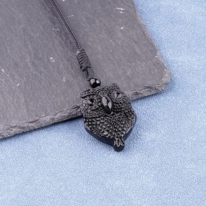 ASGIFT Black Obsidian Necklace Healing Crystal Stone Amulet Protection Pendant w... - Image 3