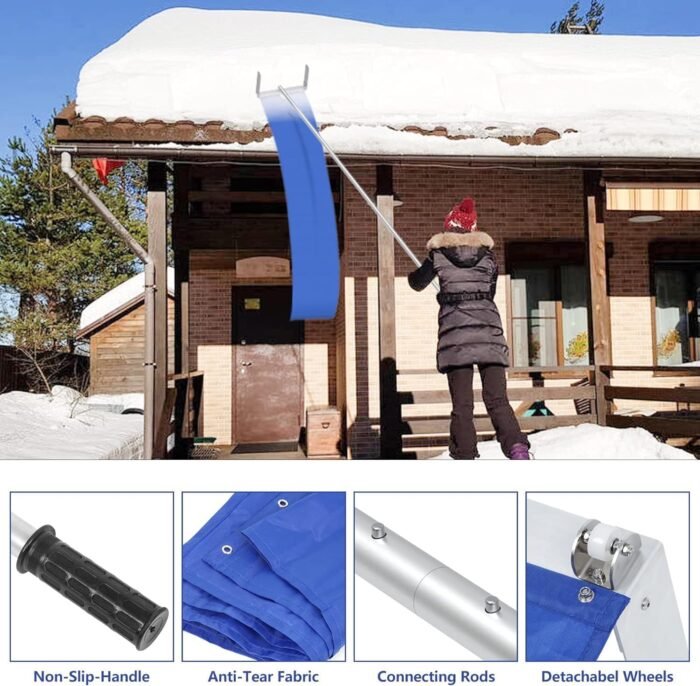 Snow Roof Rake, 30ft Snow Removal Tool with Wheel and Adjustable Extended Long H... - Image 5