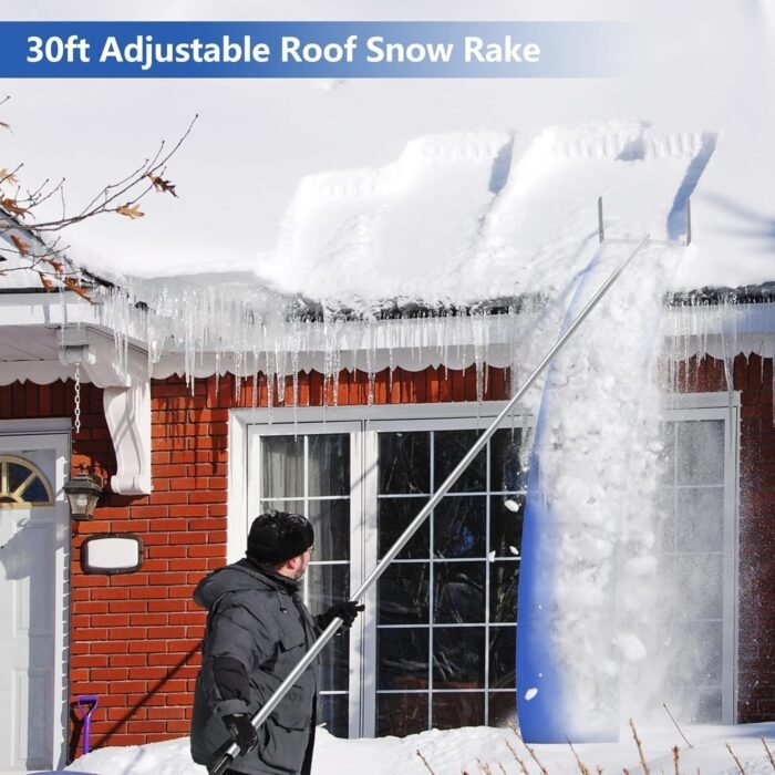 Snow Roof Rake, 30ft Snow Removal Tool with Wheel and Adjustable Extended Long H... - Image 8