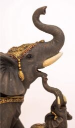 Dalax-Mama and Baby Elephants Statue Figurines Home Decor Trunk Facing Upwards L... - Image 4