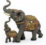 Dalax-Mama and Baby Elephants Statue Figurines Home Decor Trunk Facing Upwards L... - Image 5
