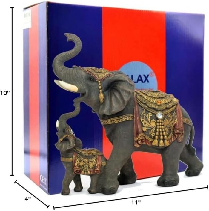 Dalax-Mama and Baby Elephants Statue Figurines Home Decor Trunk Facing Upwards L... - Image 9