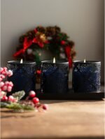 Candwax 3x3 Pillar Candles Set of 3 - Navy Blue Candles Pillar - 40-Hour Burn Ti... - Image 6
