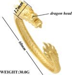 PEAS Fashion 18K Gold Plated Jewelry Dragon Head Open Cuff Bracelet - Image 3