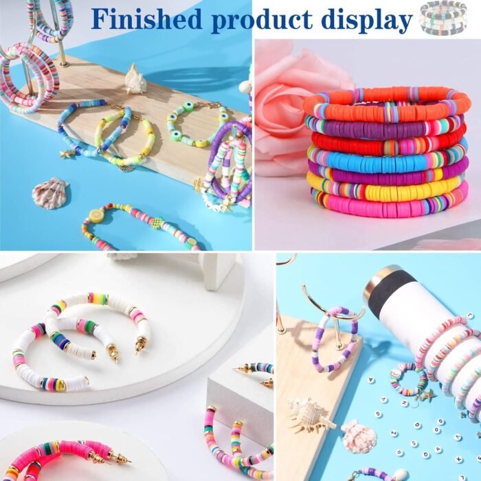 12 Strands Yellow Clay Beads Kit for Bracelet Making 6mm Flat Polymer Clay Heish... - Image 5