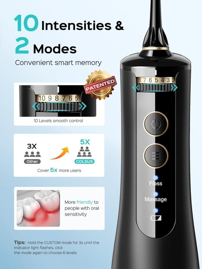 COSLUS Cordless Water Flosser & Dental Pick for Teeth, Braces, Gums Care - Advan... - Image 4