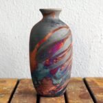 RAAQUU Koban 7" Raku Clay Pottery Home Decor Vase - Carbon Half Copper Matte - B... - Image 3