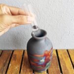 RAAQUU Koban 7" Raku Clay Pottery Home Decor Vase - Carbon Half Copper Matte - B... - Image 7