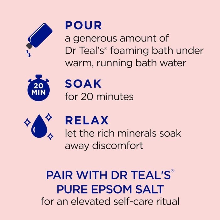 Dr Teal's Foaming Bath with Pure Epsom Salt, Ashwagandha, 34 fl oz (Pack of 4) - Image 4