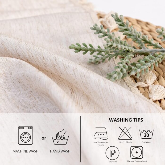 MYSKY HOME Table Cloth 60 Inch Round Table, Heavy Duty Linen Look Waterproof Tab... - Image 8