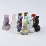 AAA Natural Quartz Crystal Carved Snake Serpent Decor Gift-Agate - Image 9