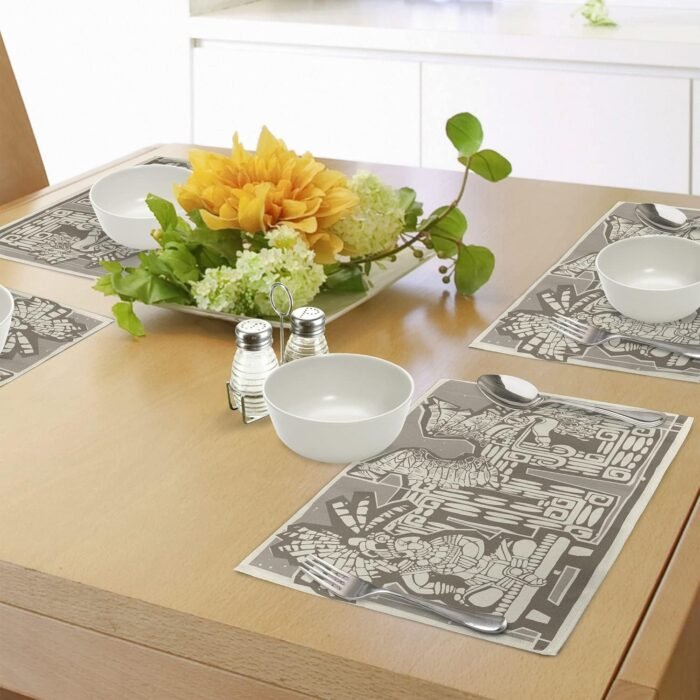 Lunarable Ethnic Place Mats Set of 4, Mayan King and Plumed Serpent Illustration... - Image 5