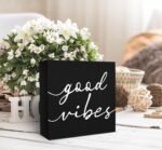 SRADMO Black and White Wood Box Sign, Inspirational Desk Decor - Wooden Block Bo... - Image 4