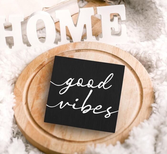 SRADMO Black and White Wood Box Sign, Inspirational Desk Decor - Wooden Block Bo... - Image 6