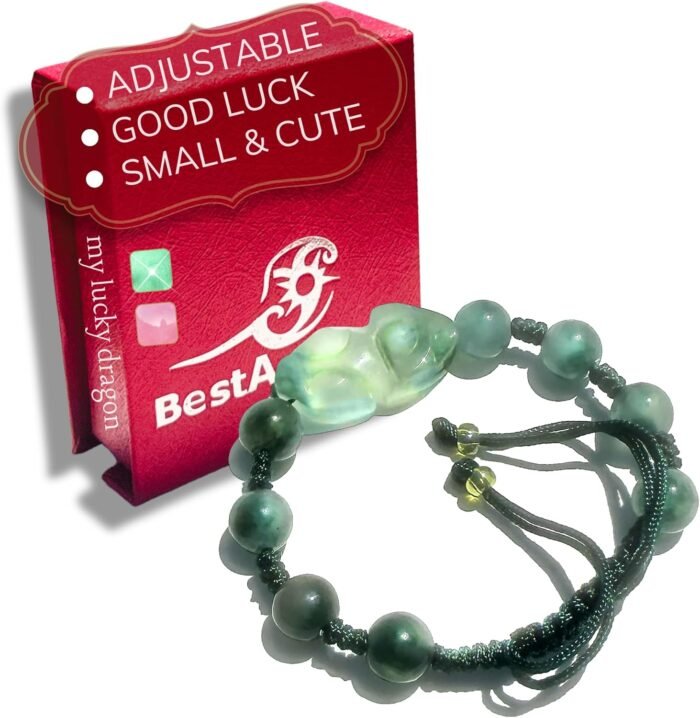 Double Lucky Protection & Love Dragon Bracelet Amulets - Green & Pink Crystals B... - Image 8