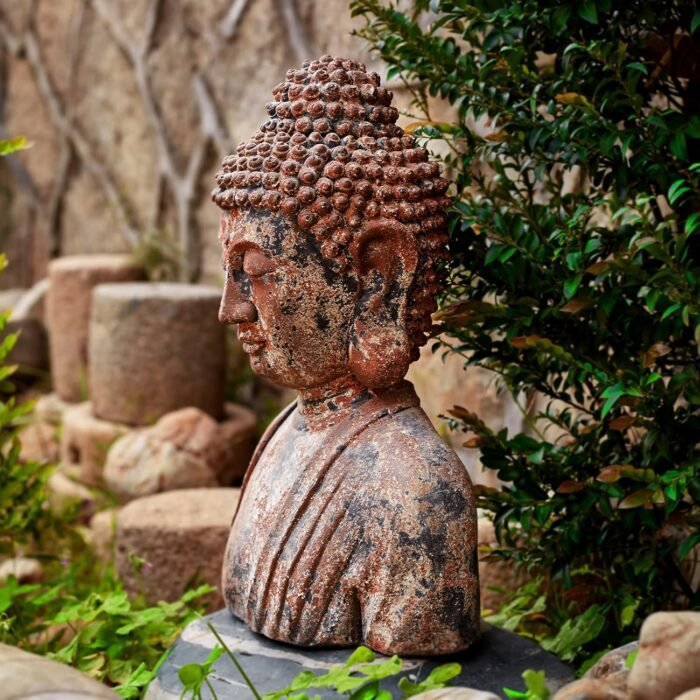Buddha Statue for Home, Meditating Buddha Bust Statues, Rustic Spiritual Buddha ... - Image 6
