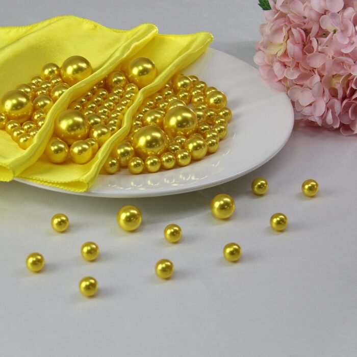 WELMATCH Yellow Pearl Vase Fillers - 120 pcs 0.75 LB Faux Pearl Beads 14mm 20mm ... - Image 4