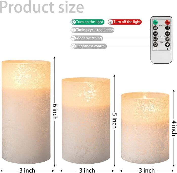 ANGELLOONG Glass Electric Candles Battery Operated, Flickering Flameless Candles... - Image 4