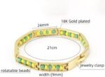 Stainless Steel Beaded Bracelet, Green and Yellow Design, 8-9 Inches - Image 4