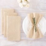 MLMW Linen Cloth Napkins Set of 6 Champagne Gold Summer Dinner Cotton Napkins Cl... - Image 5