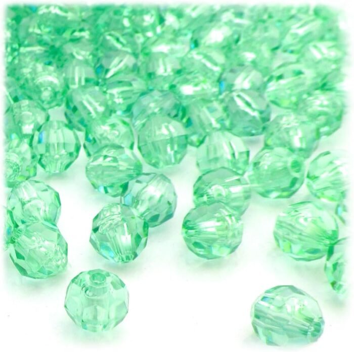 The Crafts Outlet 200pc Faceted Plastic Transparent Beads Round 8mm Emerald Gree... - Image 4