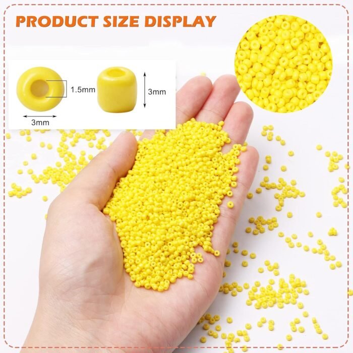 5000pcs 3mm Yellow Glass Round Beads for DIY Craft Projects, Jewelry Making, Clo... - Image 3