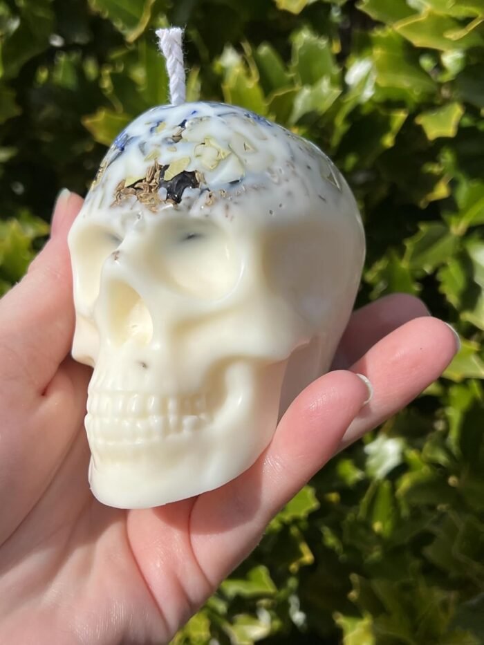 Witches Shield of Protection Herbal Intention Skull Crystal Candle | Ritual Alta... - Image 5