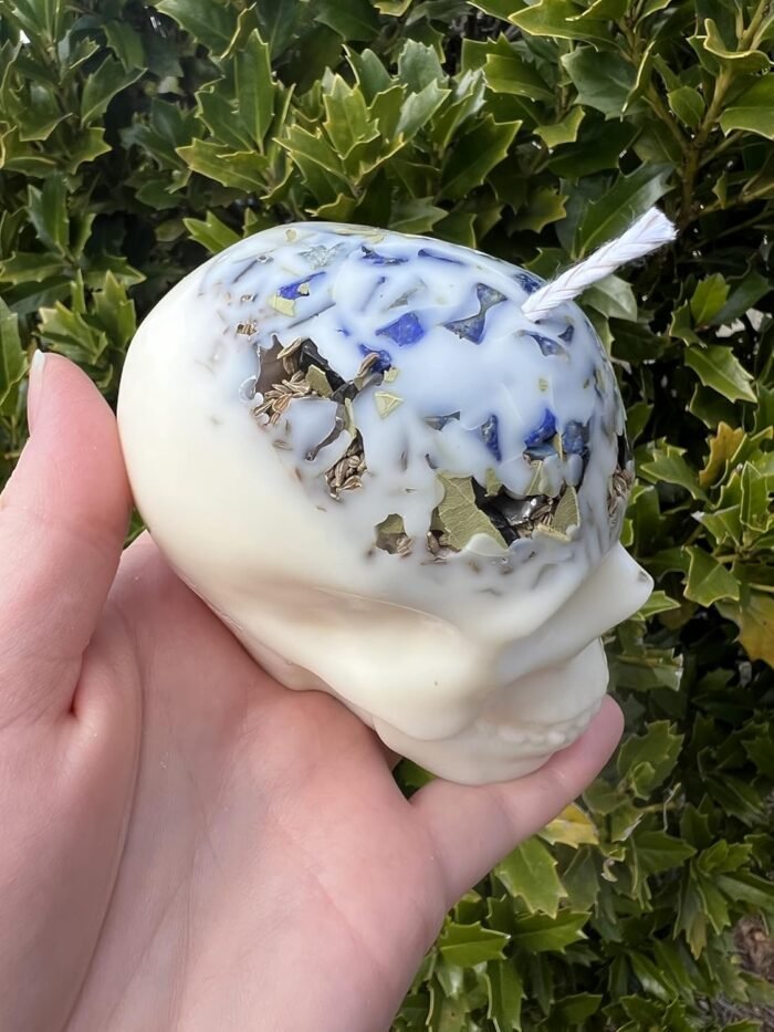 Witches Shield of Protection Herbal Intention Skull Crystal Candle | Ritual Alta... - Image 8
