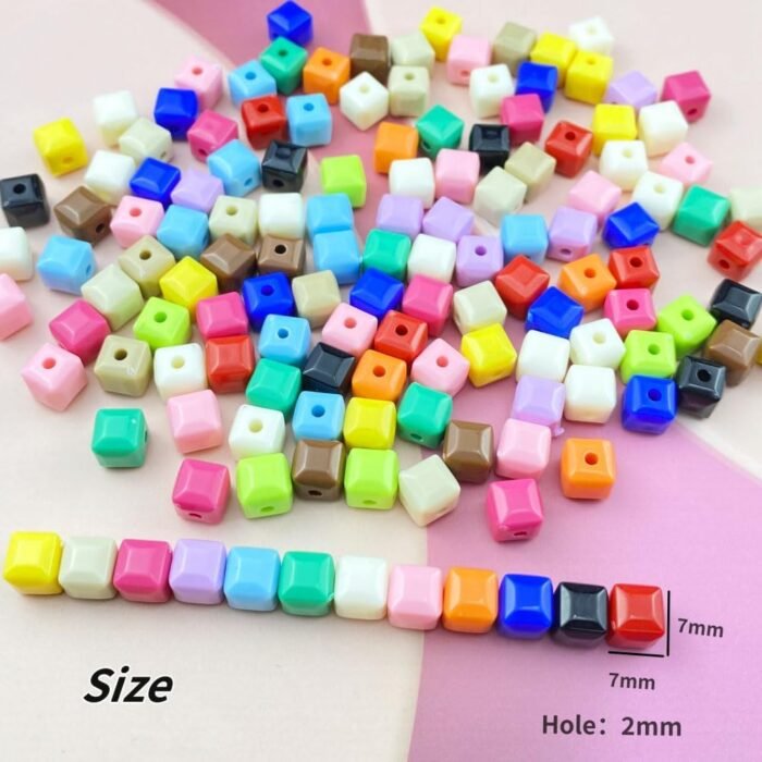 Jmassyang 120 Pieces 7mm Pastel Acrylic Cube Beads Candy Color Square Spacer Bea... - Image 4