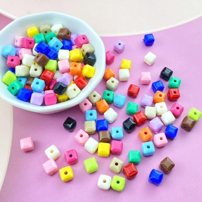 Jmassyang 120 Pieces 7mm Pastel Acrylic Cube Beads Candy Color Square Spacer Bea... - Image 5
