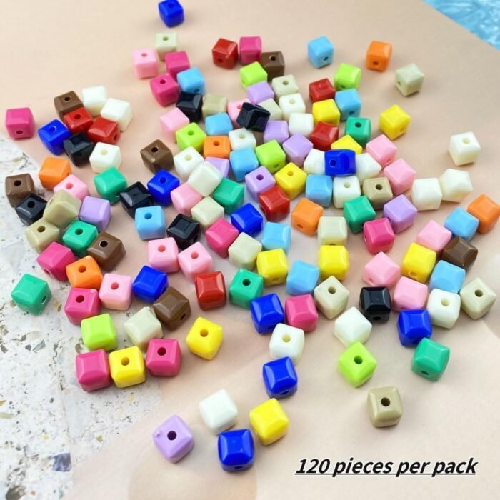 Jmassyang 120 Pieces 7mm Pastel Acrylic Cube Beads Candy Color Square Spacer Bea... - Image 7