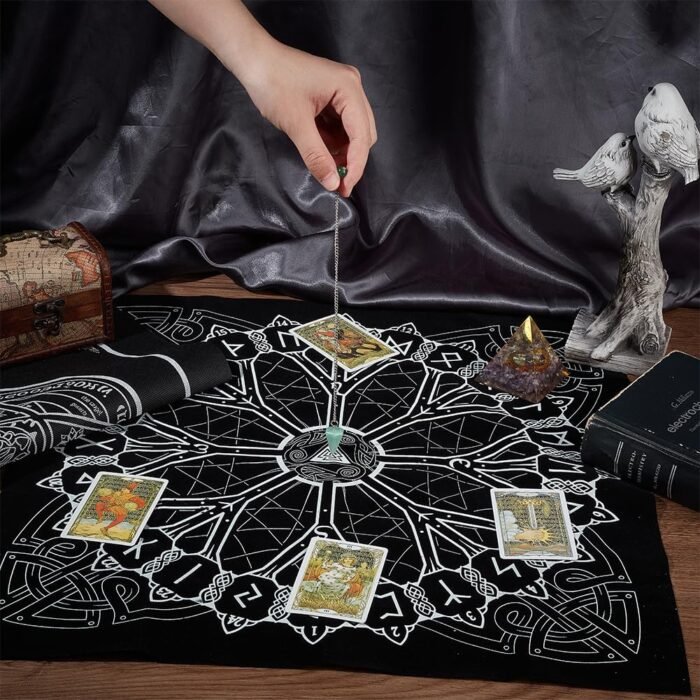 CREATCABIN 2Pcs Viking Runes Tarot Cloth Hexagram Altar Cloth Tarot Deck Spiritu... - Image 4