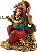 Wow Unique Flute Ganesh (Ganesha) Hindu Elephant God of Success Statue 8 inch - Image 3