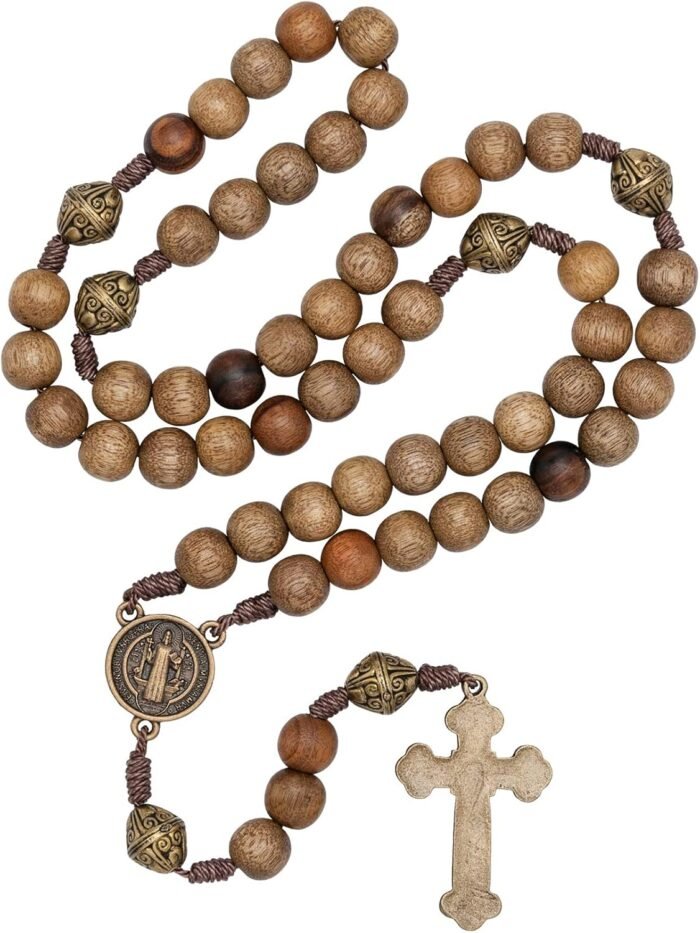 Intercession Our Father Sacred Handmade Solid Wood Rosary - Image 3