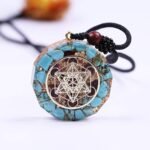 Day Day Up Natural Turquoises Orgonite Pendant Reiki Energy Amulet Necklace Medi... - Image 3
