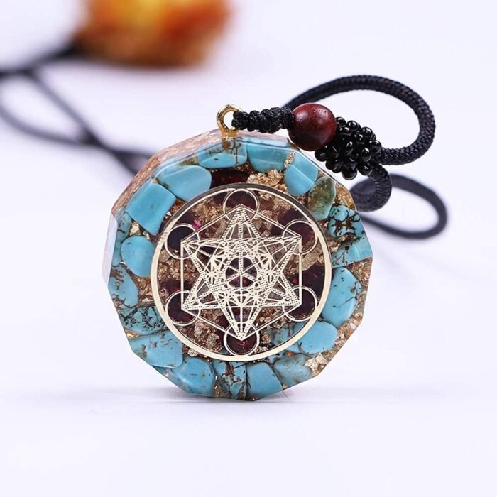 Day Day Up Natural Turquoises Orgonite Pendant Reiki Energy Amulet Necklace Medi... - Image 3