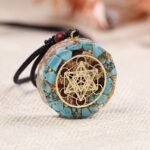 Day Day Up Natural Turquoises Orgonite Pendant Reiki Energy Amulet Necklace Medi... - Image 4