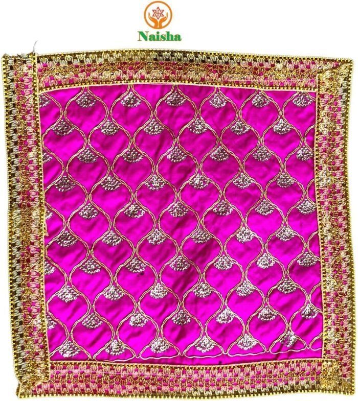 NAISHA Pink Pooja Aasan Mat Set of 2, 18" X 18" Puja/Altar Cloth Mandir, Multipu... - Image 7