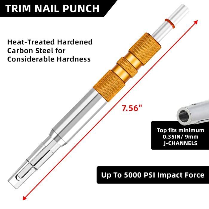 Trim Nail Punch with Retaining Clip, 7.56 Inch Nail Punch for Finish Protection,... - Image 3