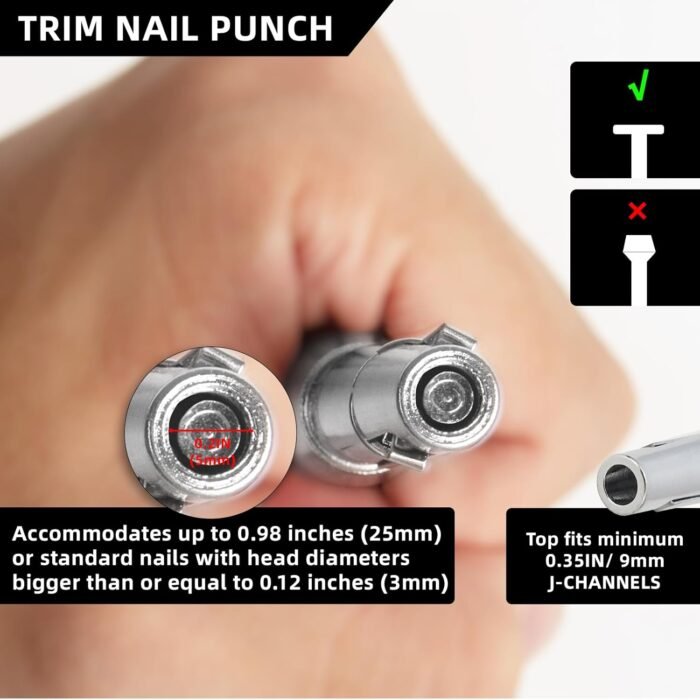 Trim Nail Punch with Retaining Clip, 7.56 Inch Nail Punch for Finish Protection,... - Image 4