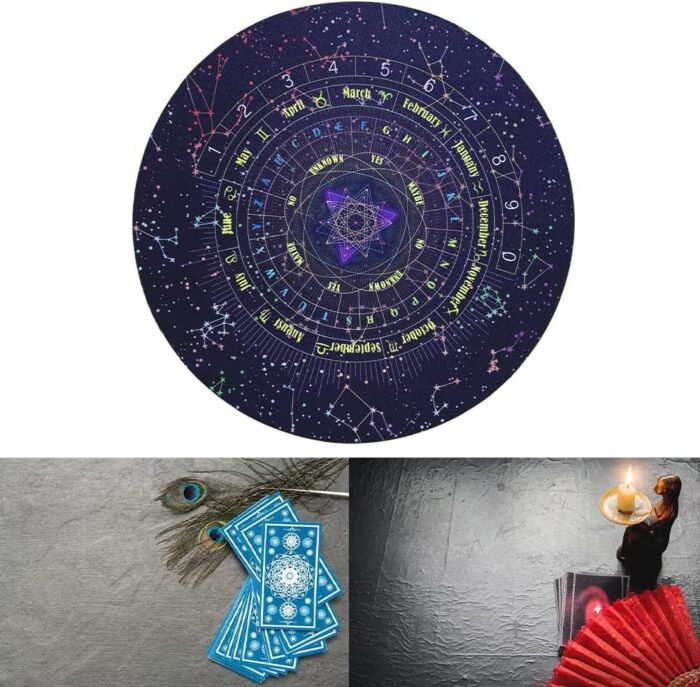 Tookie Divination Mat, Lightweight Round Shape Pendulum Board, 8.66inch Starry S... - Image 10