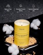 M&SENSE Lemon Grapefruit Scented Candles, Natural Soy Candle 11.3oz 70 Hour Slow... - Image 4