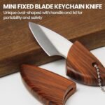 Small Keychain Box Cutter, Fixed Blade Pocket Knife, EDC Neck Knife with Sheath,... - Image 3