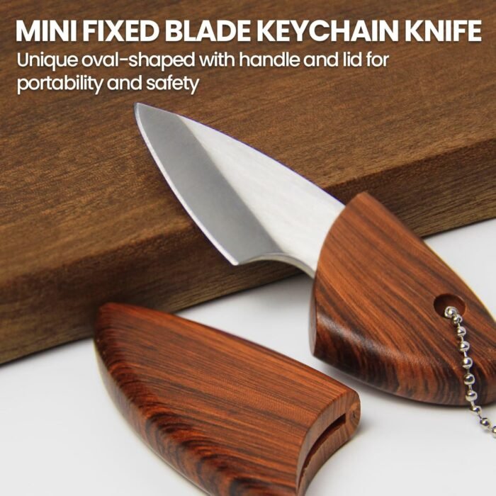 Small Keychain Box Cutter, Fixed Blade Pocket Knife, EDC Neck Knife with Sheath,... - Image 3