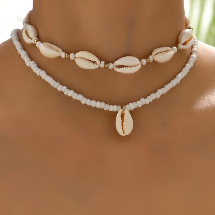 Nackiy Handmade Sea Shell Necklace for Women Summer Adjustable Natural Shell Col... - Image 3